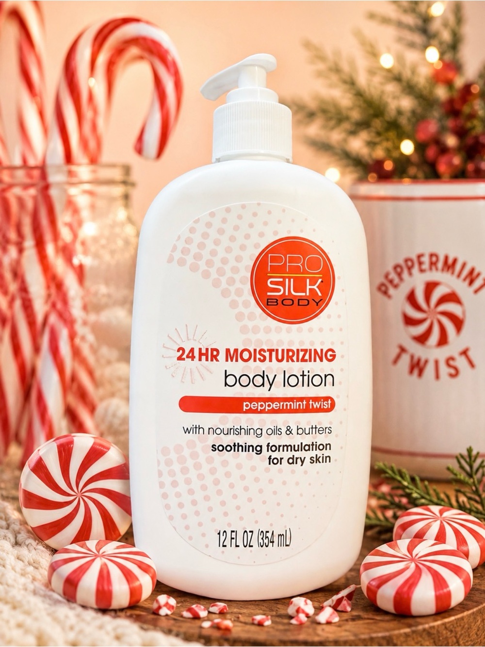 24HR Moisturizing Body Lotion - Peppermint Twist (White/Red)